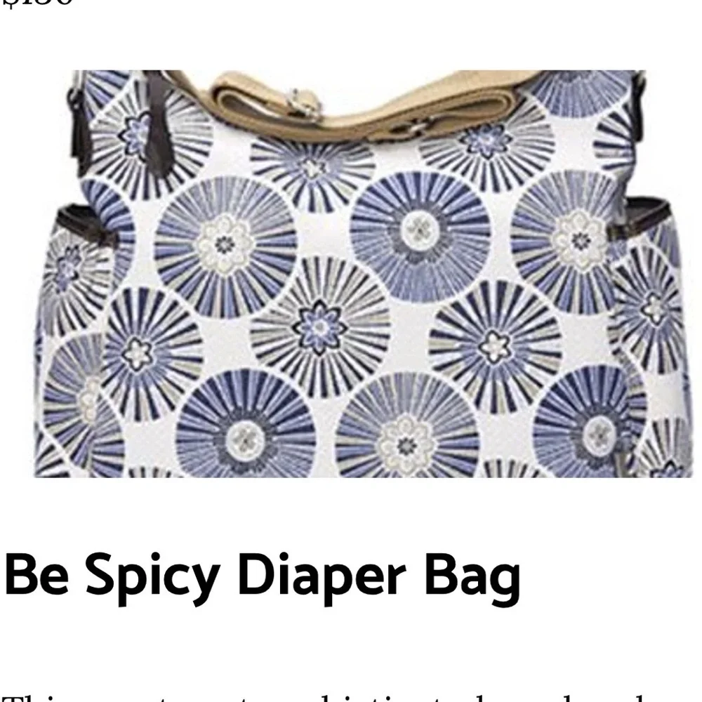 Oioi Be Spicy Diaper Bag Messenger Navy Medallion on Ivory Design